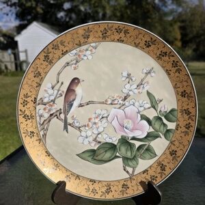 Elegant Floral and Bird Design Dinner Plate